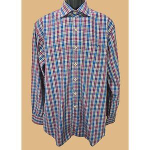 Peter Millar Mens Classic Fit Plaid Dress Shirt Large